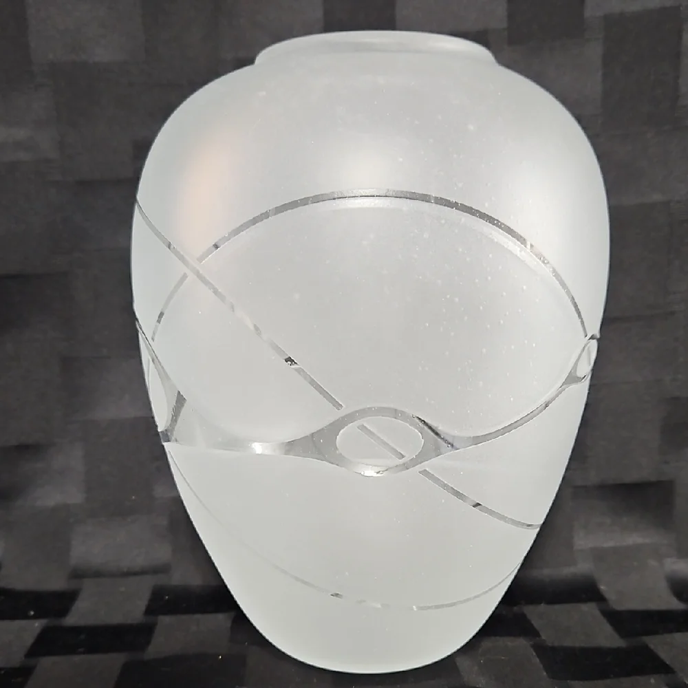 VTG 1983 Michael Jaross Signed Studio Art Glass Frosted Geometric Vase